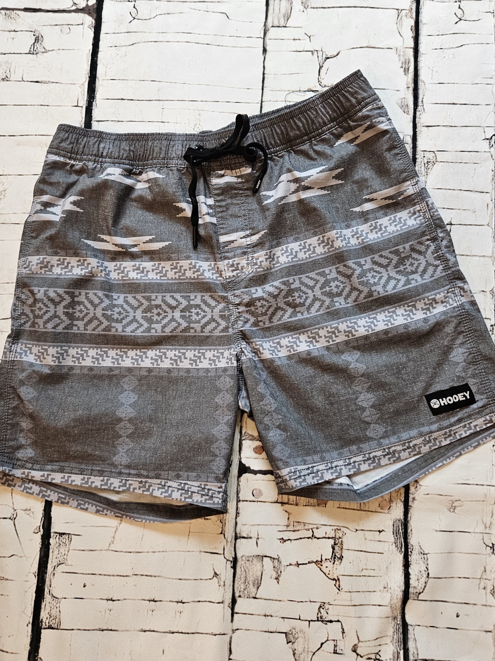 Hooey Gray Southwestern Aztec Hybrid Swim Board Shorts Men's Large